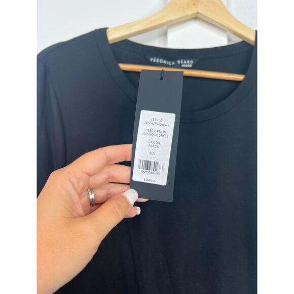 NWT Veronica Beard Hannock Ruched Short Sleeve Black Casual Mini Dress - Picture 6 of 8
